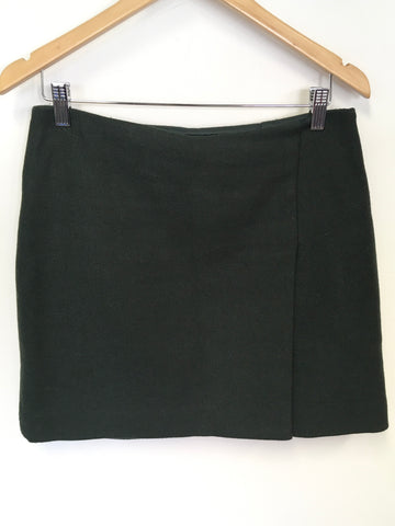 JIGSAW DARK GREEN WOOL BLEND A LINE SHORT SKIRT SIZE 10