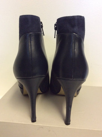 JASPER CONRAN DARK BLUE LEATHER & SUEDE ANKLE BOOTS SIZE 7/40