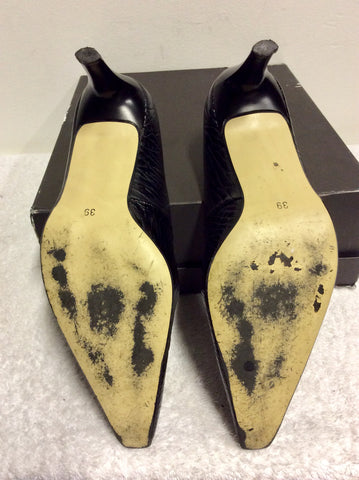 PIERRE CHUPIN BLACK EMBOSSED LEATHER HEELS SIZE 6/39