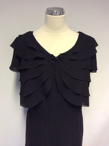 JACQUES VERT BLACK TIERED LAYERED SPECIAL OCCASION DRESS & BOLERO JACKET SIZE 16