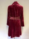 AVOCA ANTHOLOGY DEEP PINK CRUSHED VELVET COAT WITH EMBROIDERED TIE BELT SIZE 3 UK 14