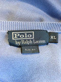 RALPH LAUEN POLO PALE BLUE V NECK COTTON JUMPER SIZE XL SLIM FIT