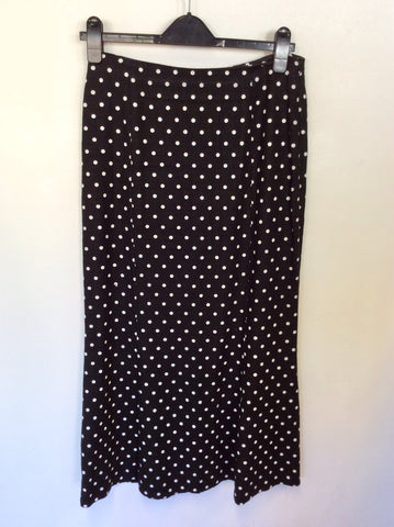 HOBBS BLACK & WHITE SPOT LINEN CALF LENGTH SKIRT SIZE 10