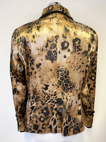 GELCO GOLD & BLACK PATTERNED SATIN SPECIAL OCCASION JACKET SIZE 14