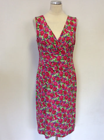 PHASE EIGHT ROSE FLORAL PRINT STRETCH PENCIL DRESS SIZE 14