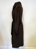 JAEGER DARK BROWN ALPACA & WOOL DOUBLE BREASTED BELTED COAT SIZE 10/12