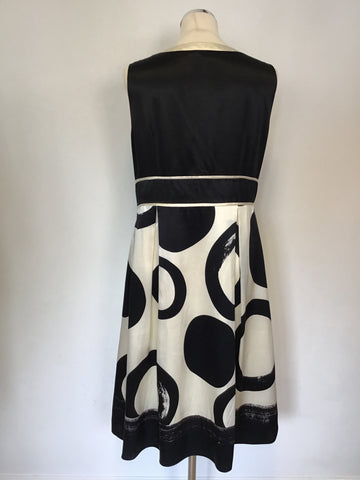 HOBBS BLACK & WHITE SILK PRINT SPECIAL OCCASION DRESS SIZE 14