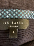 TED BAKER NAVY BLUE COLLARED V NECKLINE BUTTON TRIM JUMPER SIZE 4 UK M