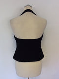 DONNA KARAN BLACK WOOL HALTERNECK WAISTCOAT TOP SIZE 10