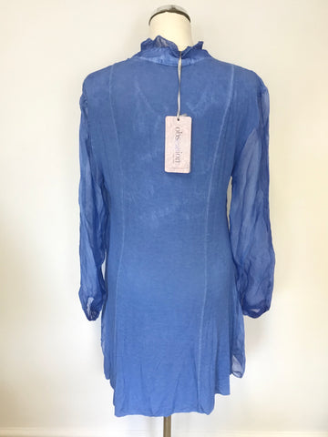 BRAND NEW OBSESSION BLUE SILK BLEND LONG SLEEVE TUNIC TOP ONE SIZE