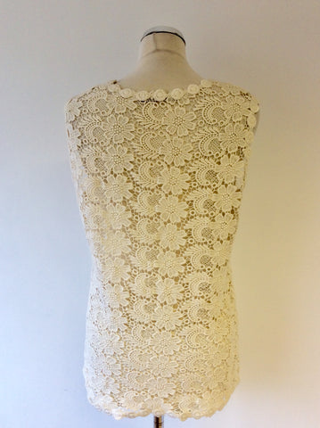 OUI CREAM LACE COTTON SLEEVELESS TOP SIZE 12