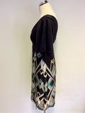 KAREN MILLEN SILK GEOMETRIC PRINT DRESS SIZE 10