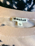 WHISTLES PALE PINK,GREYS & BLACK PRINT COTTON JUMPER SIZE 12
