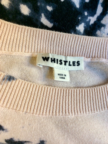 WHISTLES PALE PINK,GREYS & BLACK PRINT COTTON JUMPER SIZE 12