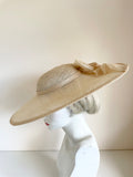 UNBRANDED NATURAL STRAW SAUCER WITH BOW TRIM HATINATOR