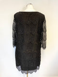 MONSOON BLACK LACE 3/4 SLEEVE SHIFT DRESS SIZE 14