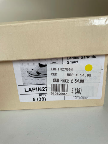 BRAND NEW KINLOCH LAPIN RED LEATHER SLINGBACK WEDGE HEEL SANDALS SIZE 5/38