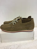 KURT GEIGER LIGHT BROWN MOLESKIN LEATHER LACE UP BOAT SHOES SIZE 9/43