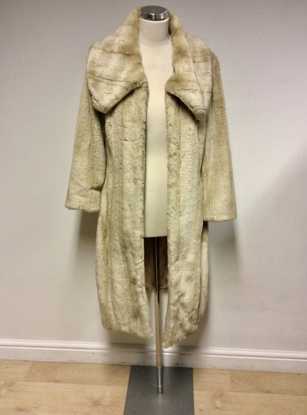 PER UNA CREAM FAUX FUR KNEE LENGTH COAT SIZE M
