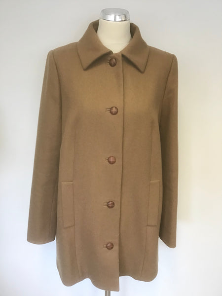 HOBBS CAMEL WOOL BLEND MID LENGTH COAT SIZE 14
