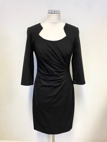 EPISODE BLACK SHAPED NECKLINE 3/4 SLEEVE PENCIL DRESS SIZE 8