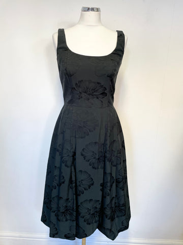 JIGSAW DARK GREEN FLORAL PRINT SLEEVELESS FIT & FLARE OCCASION DRESS SIZE 10