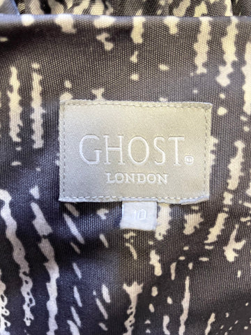 Ghost Dark Grey Print Wrap Dress Size 12