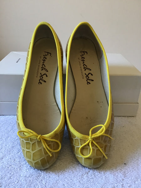 FRENCH SOLE BY JANE WINKWORTH YELLOW CROC PRINT BALLERINA FLATS SIZE 3.5/36