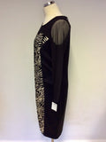 GOLD BY MICHAEL H BLACK & GOLD LEOPARD PRINT PANEL COCKTAIL DRESS SIZE 16
