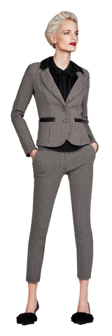 AIRFIELD BLACK & WHITE PRINT JACKETS & CAPRI PANT TROUSER SUIT SIZE 8