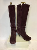 CLARKS PLUM SUEDE LEATHER LINED KNEE LENGTH BOOTS SIZE 6/39