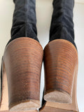 HOBBS BLACK SUEDE PULL ON KNEE LENGTH HEELED BOOTS SIZE 5/38