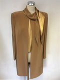 TOM BOWKER FOR COTERIE CAMEL & GOLD INLAY SPECIAL OCCASION SKIRT SUIT SIZE 12