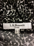 LK BENNETT MARIELLA BLACK & GREY LEOPARD PRINT DRESS SIZE 10
