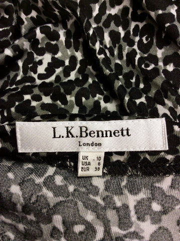 LK BENNETT MARIELLA BLACK & GREY LEOPARD PRINT DRESS SIZE 10