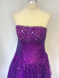 BRAND NEW UNBRANDED PURPLE SEQUINNED STRAPLESS BALLGOWN SIZE 14