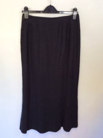 HOBBS BLACK LINEN CALF LENGTH SKIRT SIZE 10