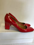 HOBBS RED PATENT LEATHER BLOCK HEEL COURT SHOES SIZE 7/40