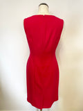 HOBBS RED SLEEVELESS FULLY LINED PENCIL DRESS SIZE 10