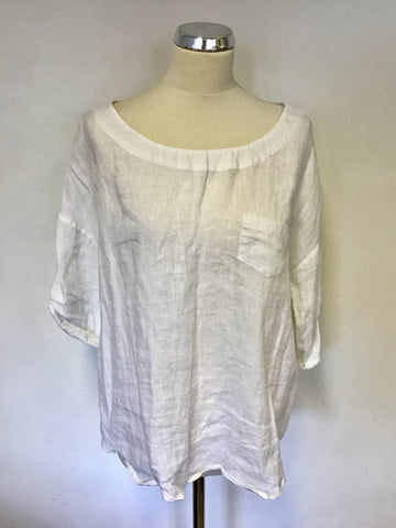JAEGER WHITE LINEN SHORT SLEEVE TOP SIZE 16