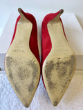 HOBBS RED SUEDE & PATENT LEATHER TOE HEELS SIZE 7.5/41