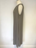 CALVIN KLEIN GREY SLEEVELESS PLEATED DRAPE SIDE SHIFT DRESS SIZE L
