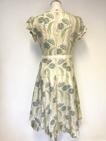 WHISTLES CREAM FLORAL PRINT SILK SPECIAL OCCASION DRESS SIZE 10