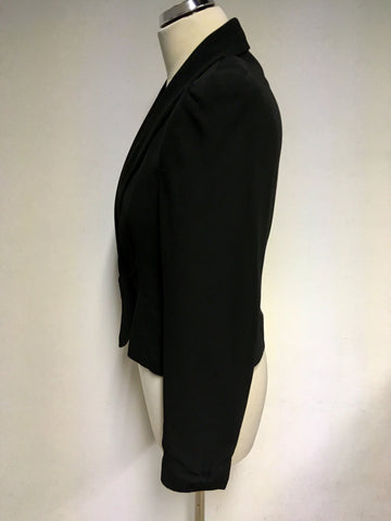 PHASE EIGHT BLACK PLEATED TRIM JACKET SIZE 10