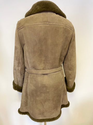 VINTAGE WALLACE SACKS BROWN BELTED SHEEPSKIN JACKET SIZE 16