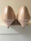 LK BENNETT SAFFIANO PERLA ROSE PALE PINK LEATHER KITTEN WEDGE HEELS SIZE 3.5/36