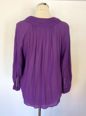 DIANE VON FURSTENBERG PURPLE COTTON SMOCK TOP SIZE 12 UK 16