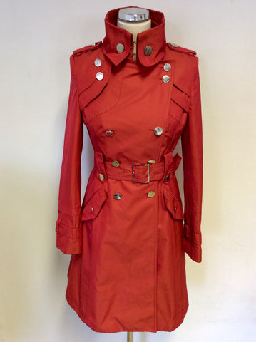 KAREN MILLEN RED TRENCH COAT/MAC SIZE 10