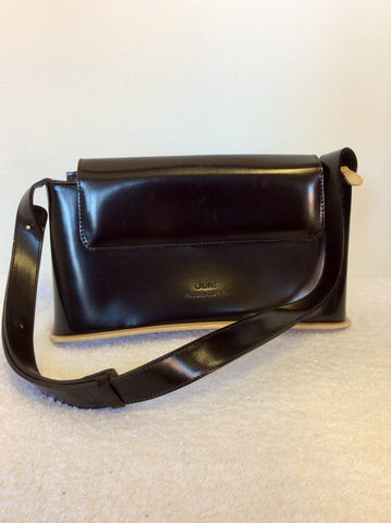 LAURO ALESSANDRINI BLACK & BEIGE TRIM SHOULDER BAG