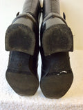 CLARKS BLACK LEATHER BUCKLE TRIM KNEE LENGTH BOOTS SIZE 5.5/38.5